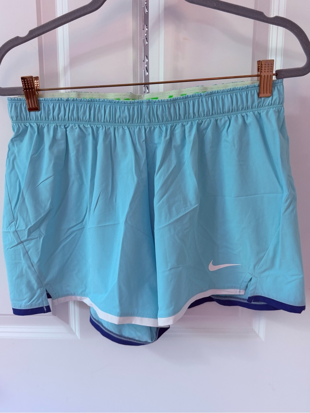 Nike Women’s Aqua Athletic Shorts with Navy Trim